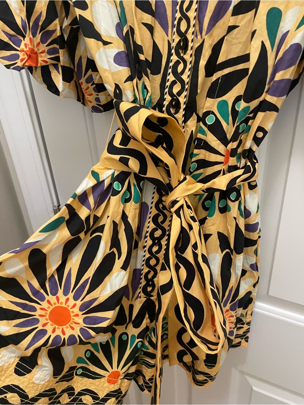 FARM Rio Yellow Floral Puff-Sleeve Romper with Scalloped Collar - Picture 4 of 5